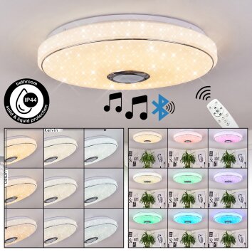 Cham Lampa Sufitowa LED Chrom, Biały, 2-punktowe, Zdalne sterowanie, Zmieniacz kolorów