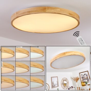 Bagaha Lampa Sufitowa LED Brązowy, Wygląd drewna, 1-punktowy, Zdalne sterowanie