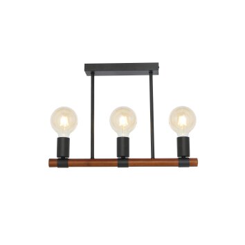 Globo HEINRICH Lampa Sufitowa Ciemne drewno, Czarny, 3-punktowe