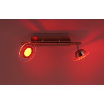 Leuchten Direkt LOLA-MIKE Lampa Sufitowa LED Stal nierdzewna, 2-punktowe, Zdalne sterowanie, Zmieniacz kolorów