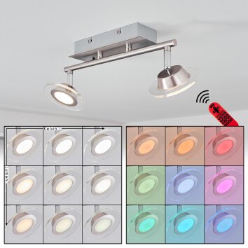 Marsen Lampa Sufitowa LED Nikiel matowy, 2-punktowe, Zdalne sterowanie, Zmieniacz kolorów