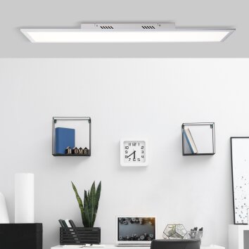 Brilliant Flat Lampa Sufitowa LED Srebrny, 1-punktowy, Zdalne sterowanie