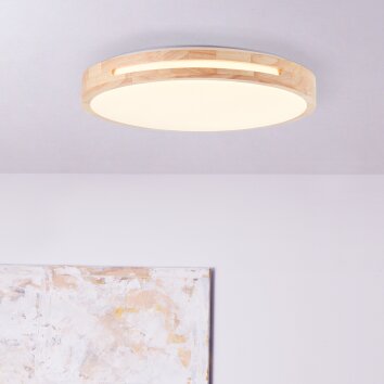 Brilliant Woodbury Lampa Sufitowa LED Jasne drewno, Biały, 1-punktowy