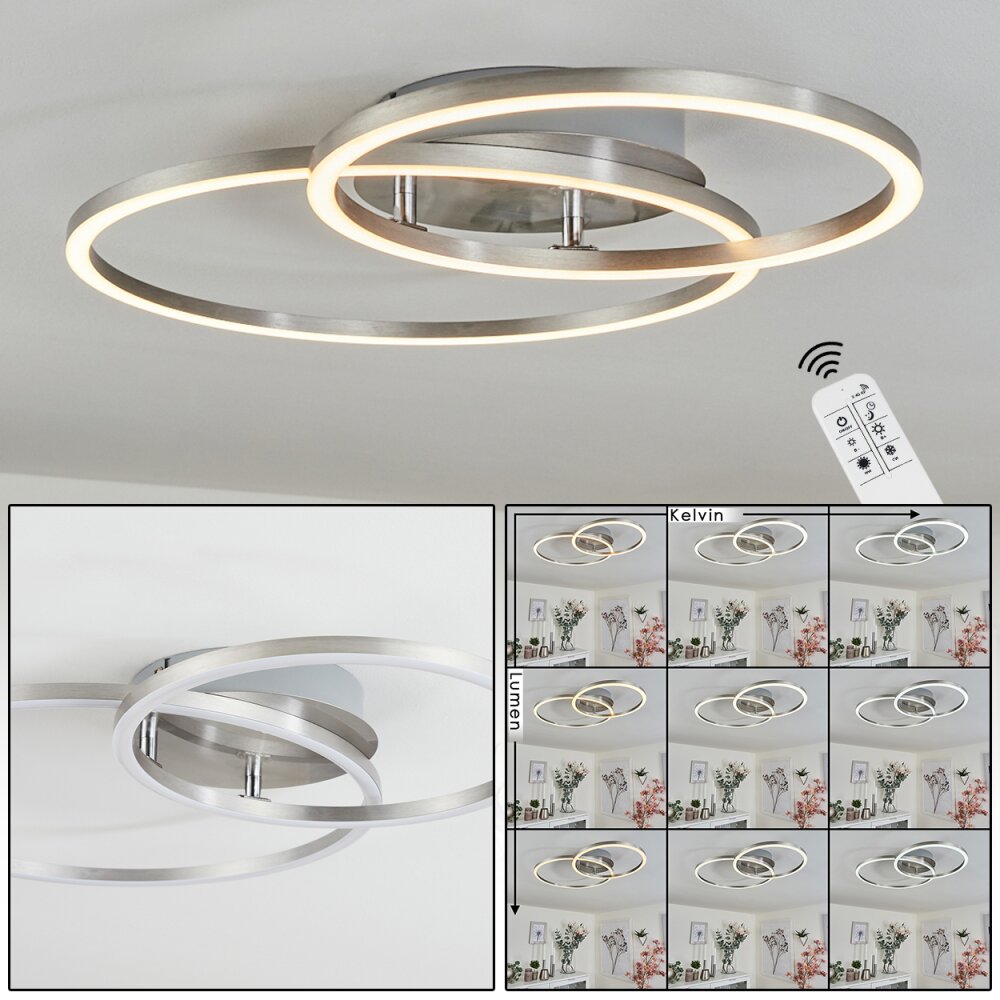 Ovasta Lampa Sufitowa LED Nikiel matowy, 1-punktowy, Zdalne sterowanie main product photo