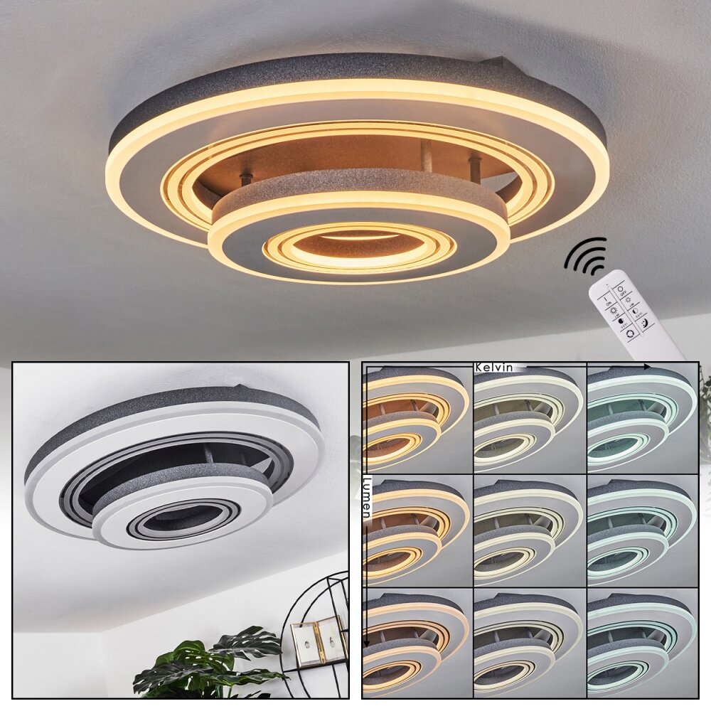 Kolo Lampa Sufitowa LED Szary, Biały, 1-punktowy, Zdalne sterowanie main product photo