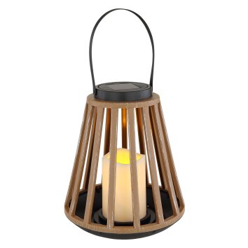Globo Lampa solarna LED Wygląd drewna, Czarny, 1-punktowy