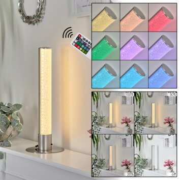 Flaut lampka nocna LED Nikiel matowy, 1-punktowy, Zdalne sterowanie, Zmieniacz kolorów