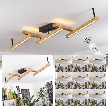 Disentis Lampa Sufitowa LED Ecru, Czarny, 1-punktowy, Zdalne sterowanie