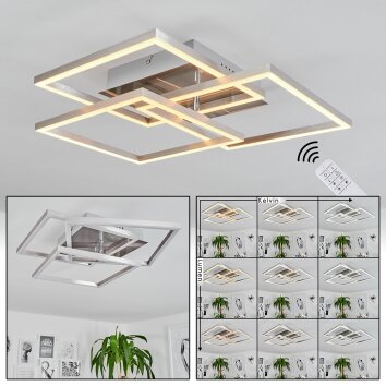 Oberegg Lampa Sufitowa LED Chrom, Nikiel matowy, 1-punktowy, Zdalne sterowanie