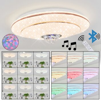 Lindero Lampa Sufitowa LED Biały, 2-punktowe, Zdalne sterowanie, Zmieniacz kolorów
