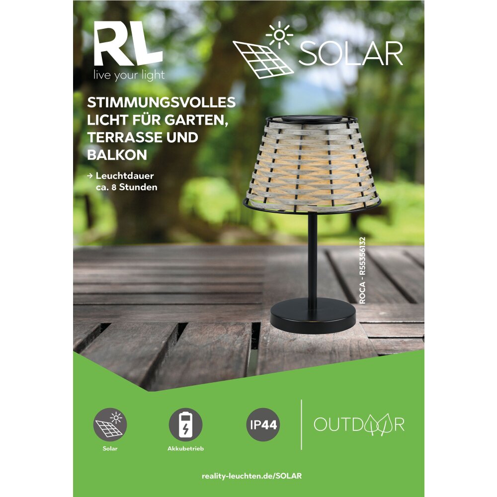 Reality Roca Lampa stołowa LED Czarny, 1-punktowy main product photo