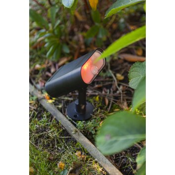 Lutec GINBO Reflektor ogrodowy LED Czarny, 1-punktowy, Czujnik ruchu, Zmieniacz kolorów
