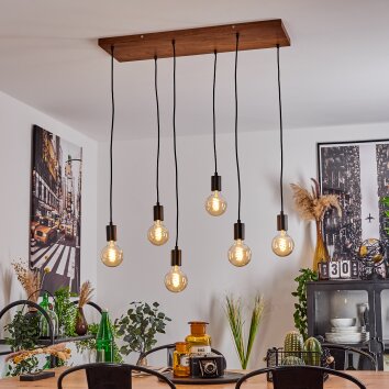 Yuna Lampa Wisząca kolory naturalne, czarny, 6-punktowe