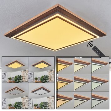 Blandford Lampa Sufitowa LED Brązowy, Wygląd drewna, 2-punktowe, Zdalne sterowanie