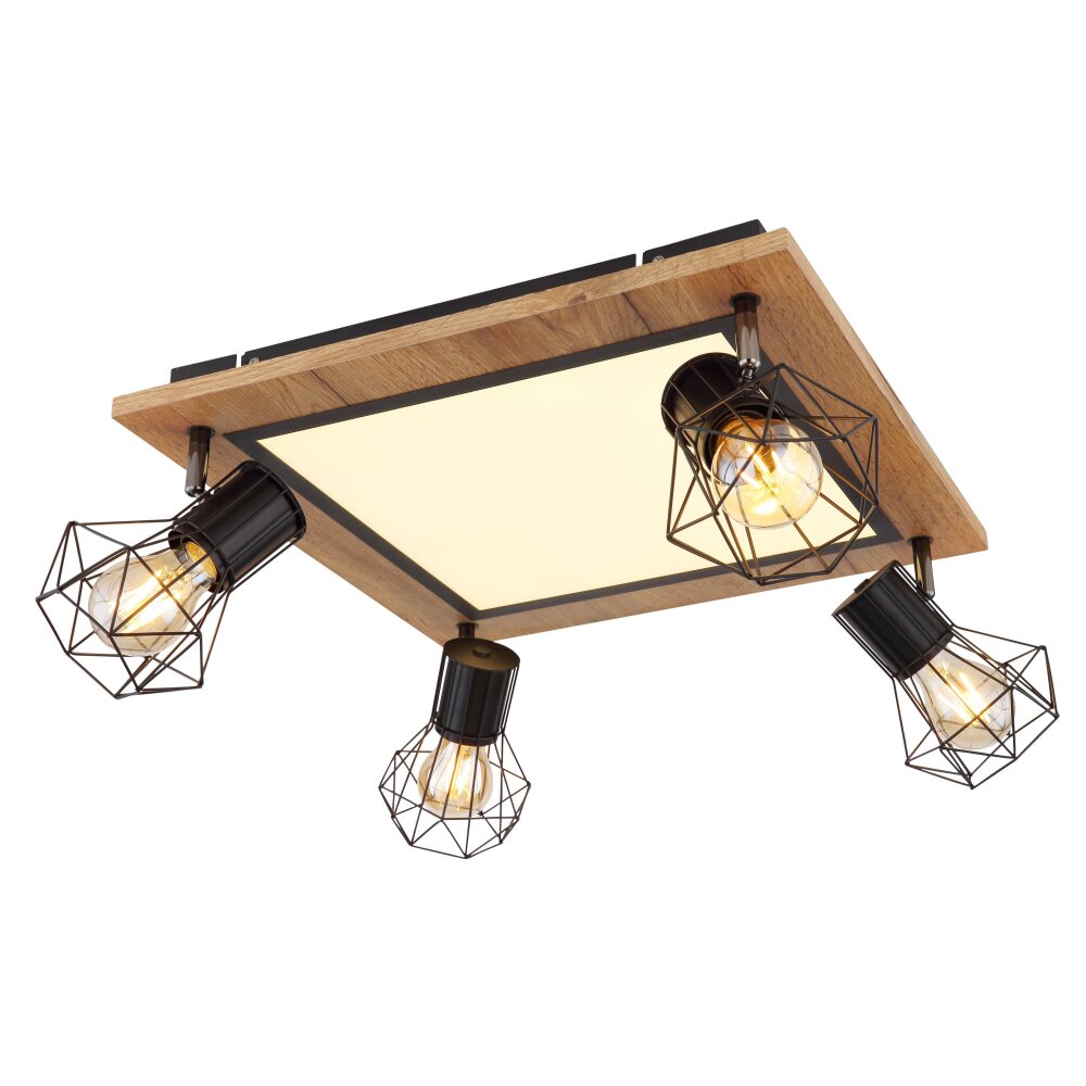 Globo PRISKA Lampa Sufitowa Wygląd drewna, Czarny, Biały, 5-punktowe main product photo