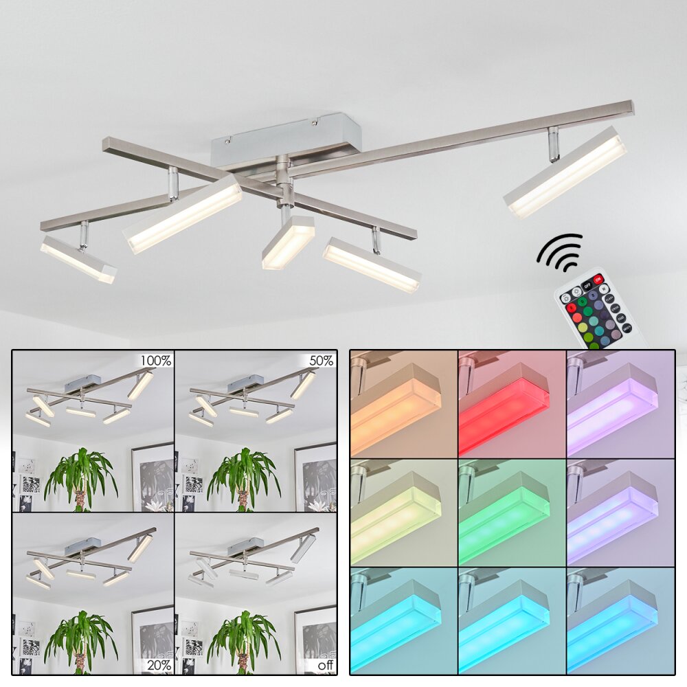 Vehkala Lampa Sufitowa LED Chrom, Nikiel matowy, 5-punktowe, Zdalne sterowanie, Zmieniacz kolorów main product photo