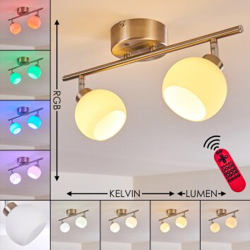 Motala Lampa Sufitowa LED Nikiel matowy, 2-punktowe, Zdalne sterowanie, Zmieniacz kolorów