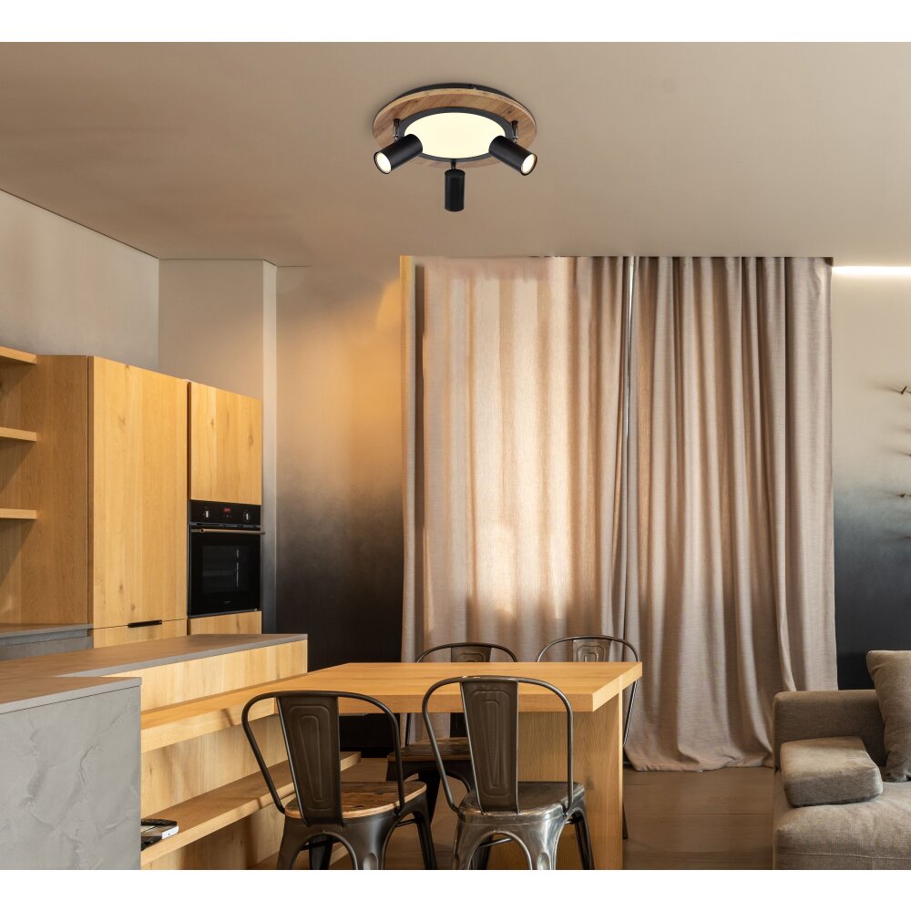 Globo ULLA Lampa Sufitowa Wygląd drewna, Czarny, 4-punktowe main product photo