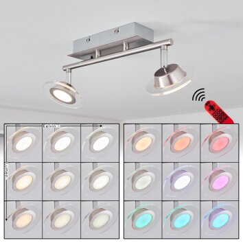 Marsen Lampa Sufitowa LED Chrom, Nikiel matowy, 2-punktowe, Zdalne sterowanie, Zmieniacz kolorów