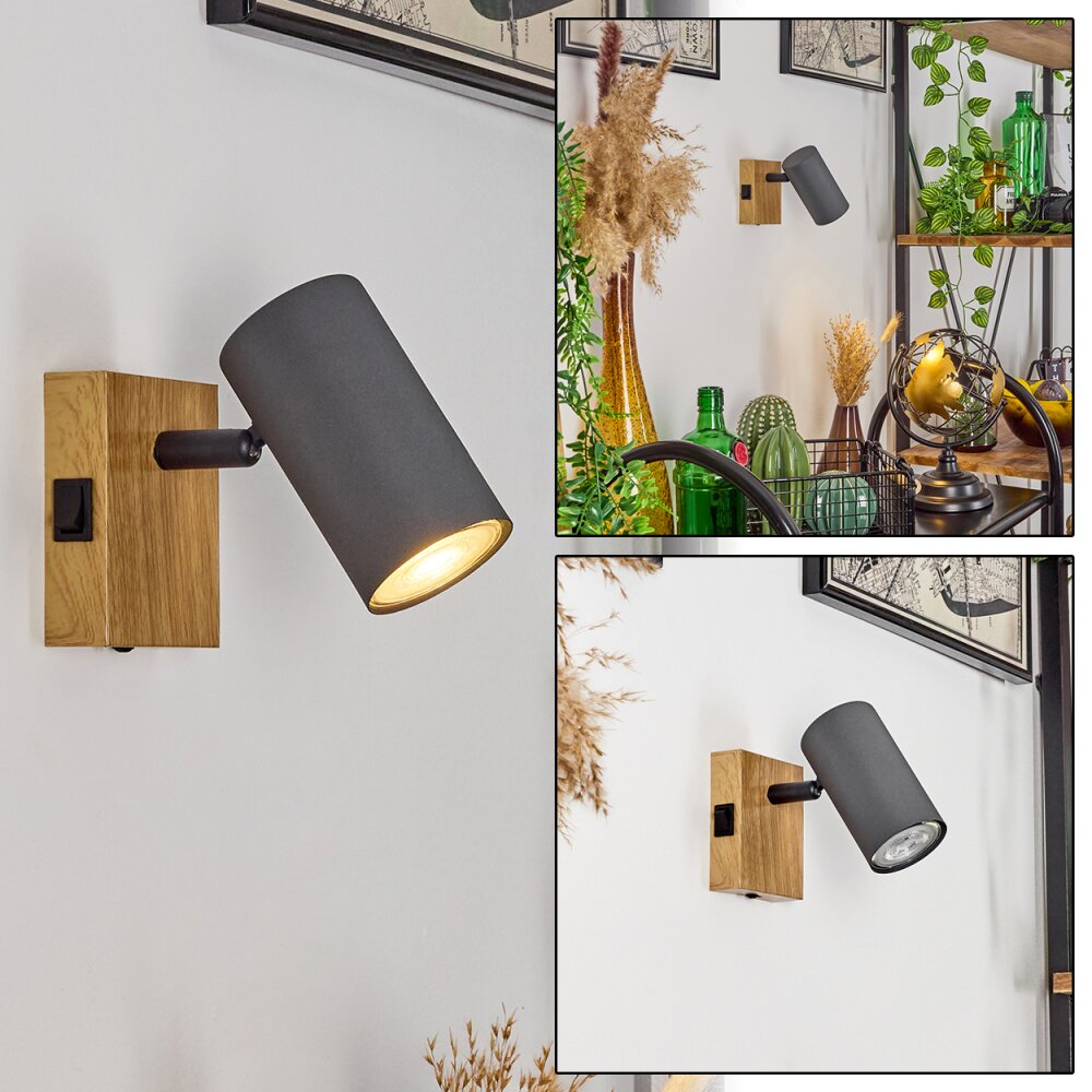 Javel Lampa ścienna Szary, Wygląd drewna, Czarny, 1-punktowy main product photo