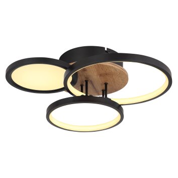 Globo SID Lampa Sufitowa LED wygląd drewna, czarny, biały, 1-punktowy