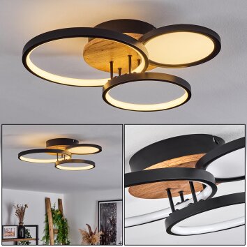 Avelal Lampa Sufitowa LED Brązowy, Wygląd drewna, Czarny, 1-punktowy