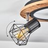 Bardhaman Lampa Sufitowa LED Chrom, Wygląd drewna, Czarny, Biały, 1-punktowy