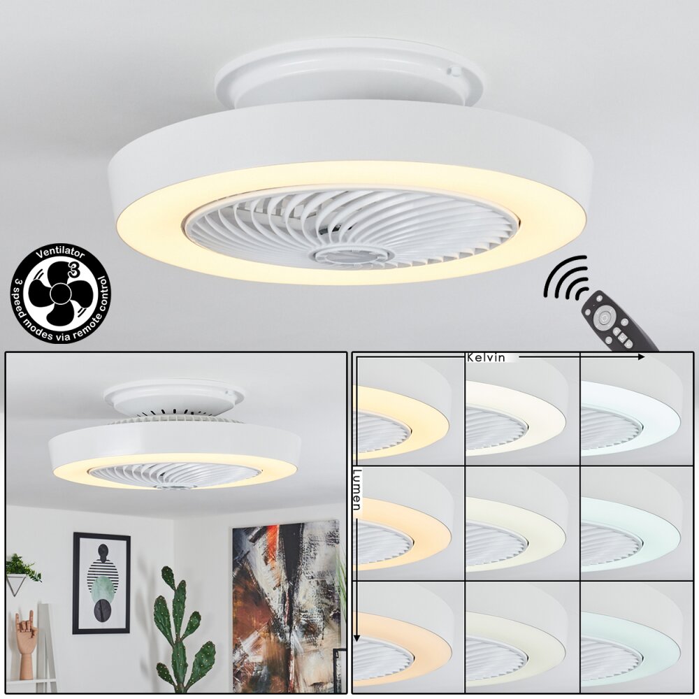Azenha wentylator sufitowy LED Biały, 1-punktowy, Zdalne sterowanie main product photo