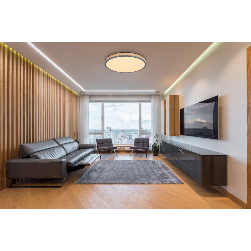 Globo DORO Lampa Sufitowa LED Szary, Wygląd drewna, 1-punktowy, Zdalne sterowanie main product photo