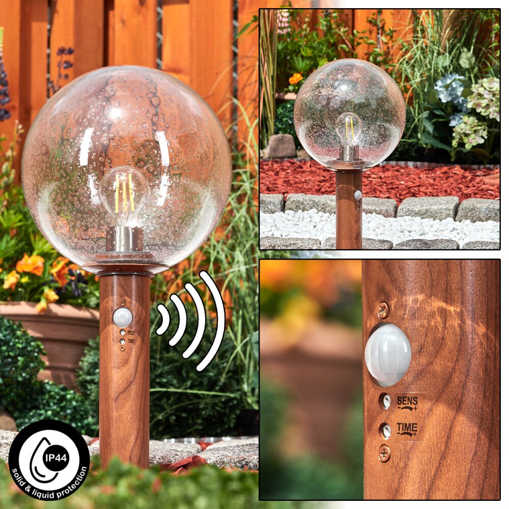 Bubodefo Lampa na cokół Brązowy, Wygląd drewna, 1-punktowy, Czujnik ruchu main product photo