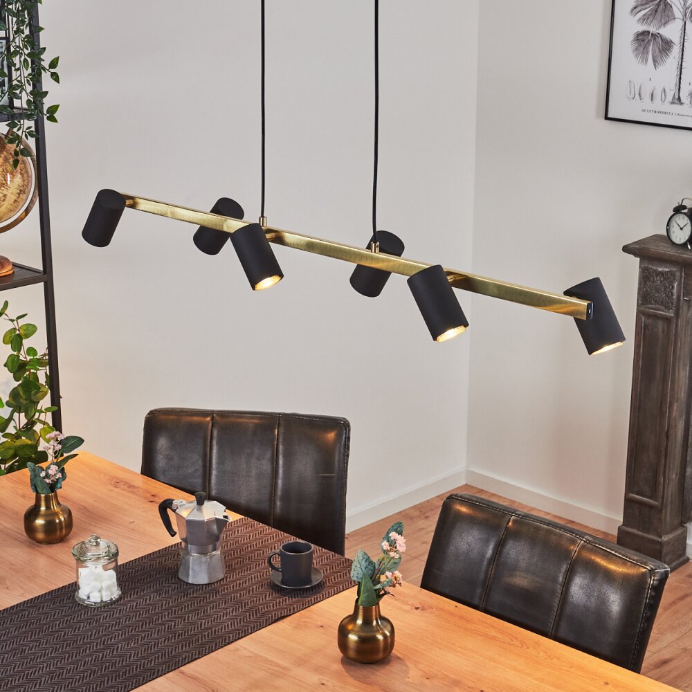 Zuoz Lampa Wisząca Mosiądz, Czarny, 6-punktowe main product photo