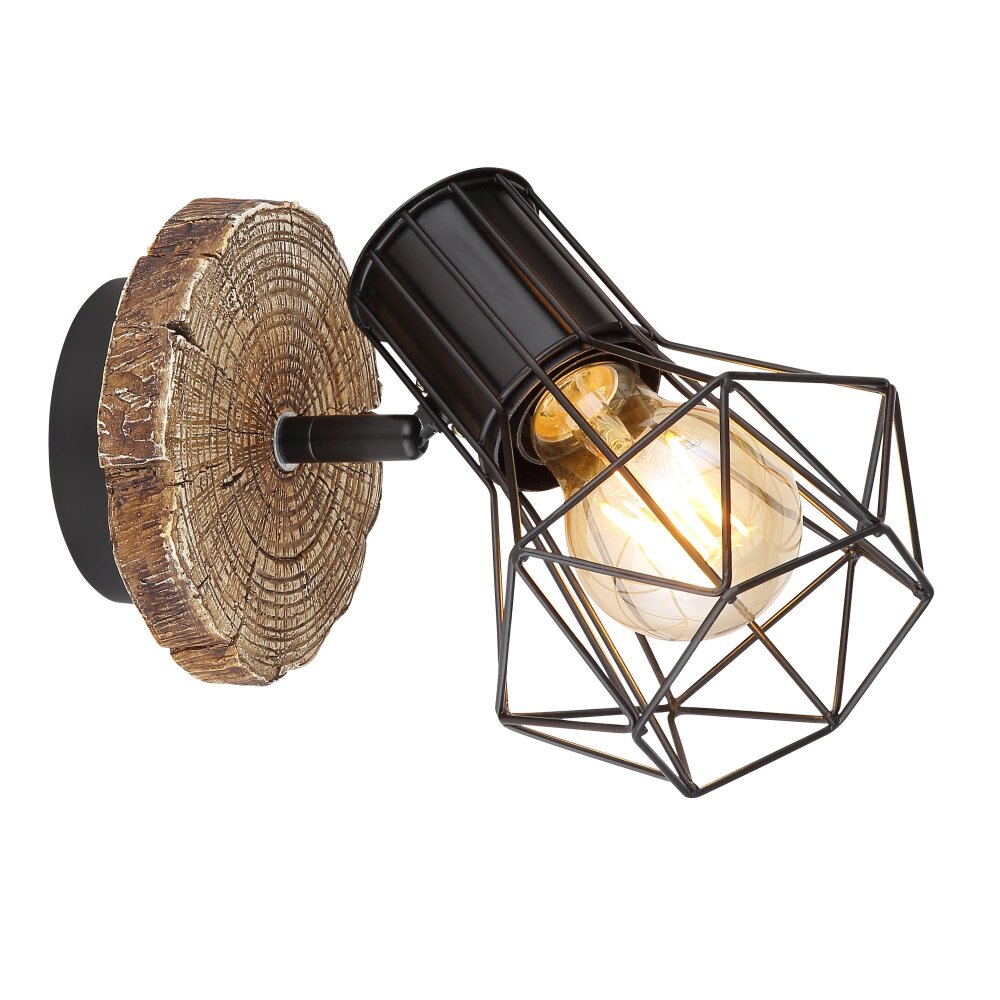 Globo PRISKA Lampa ścienna Wygląd drewna, Czarny, 1-punktowy main product photo