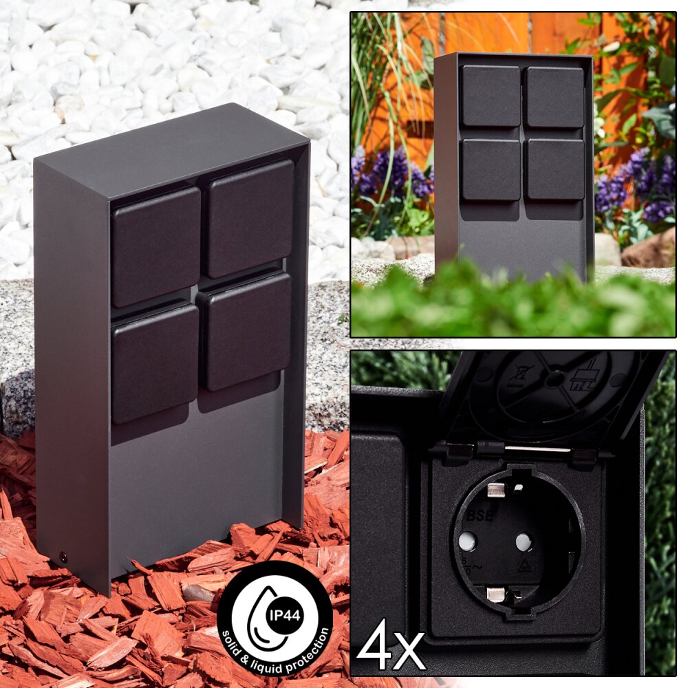 Reigolil słupek z gniazdkami Antracytowy, Czarny main product photo