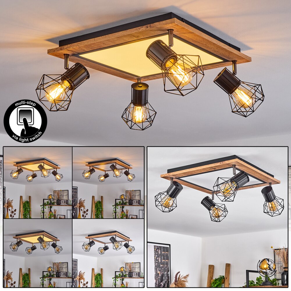Bardhaman Lampa Sufitowa LED Brązowy, Chrom, Wygląd drewna, Czarny, 5-punktowe main product photo