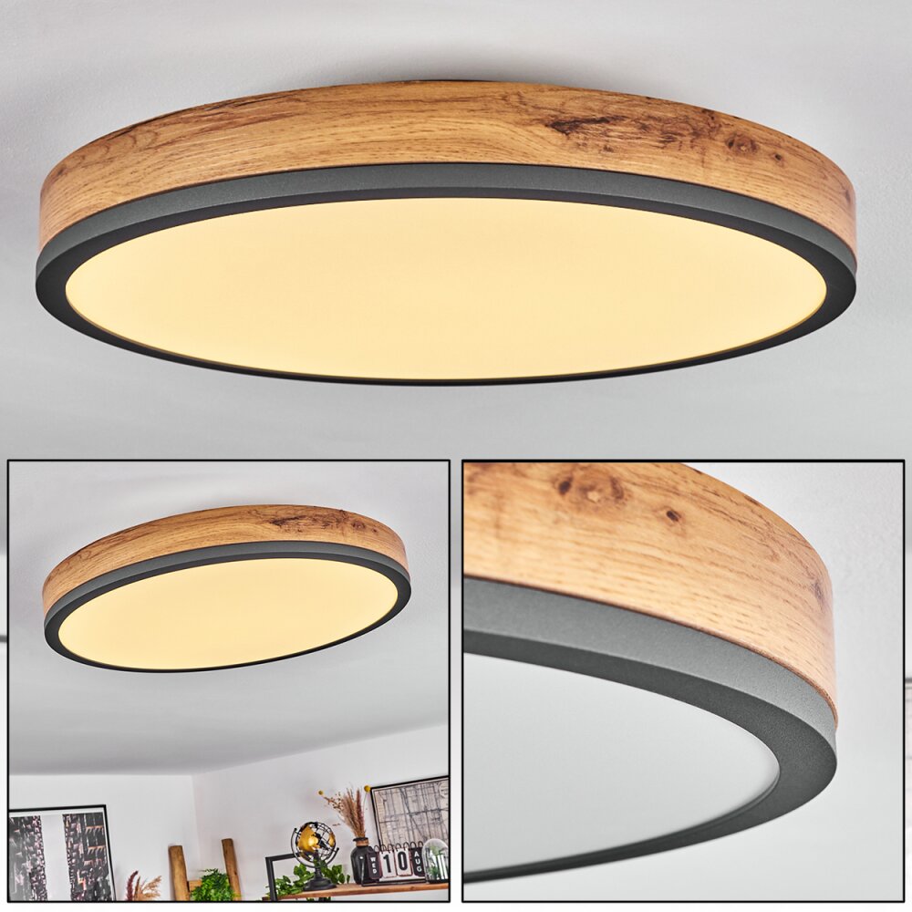 Salmi Lampa Sufitowa LED Antracytowy, Brązowy, Wygląd drewna, 1-punktowy main product photo