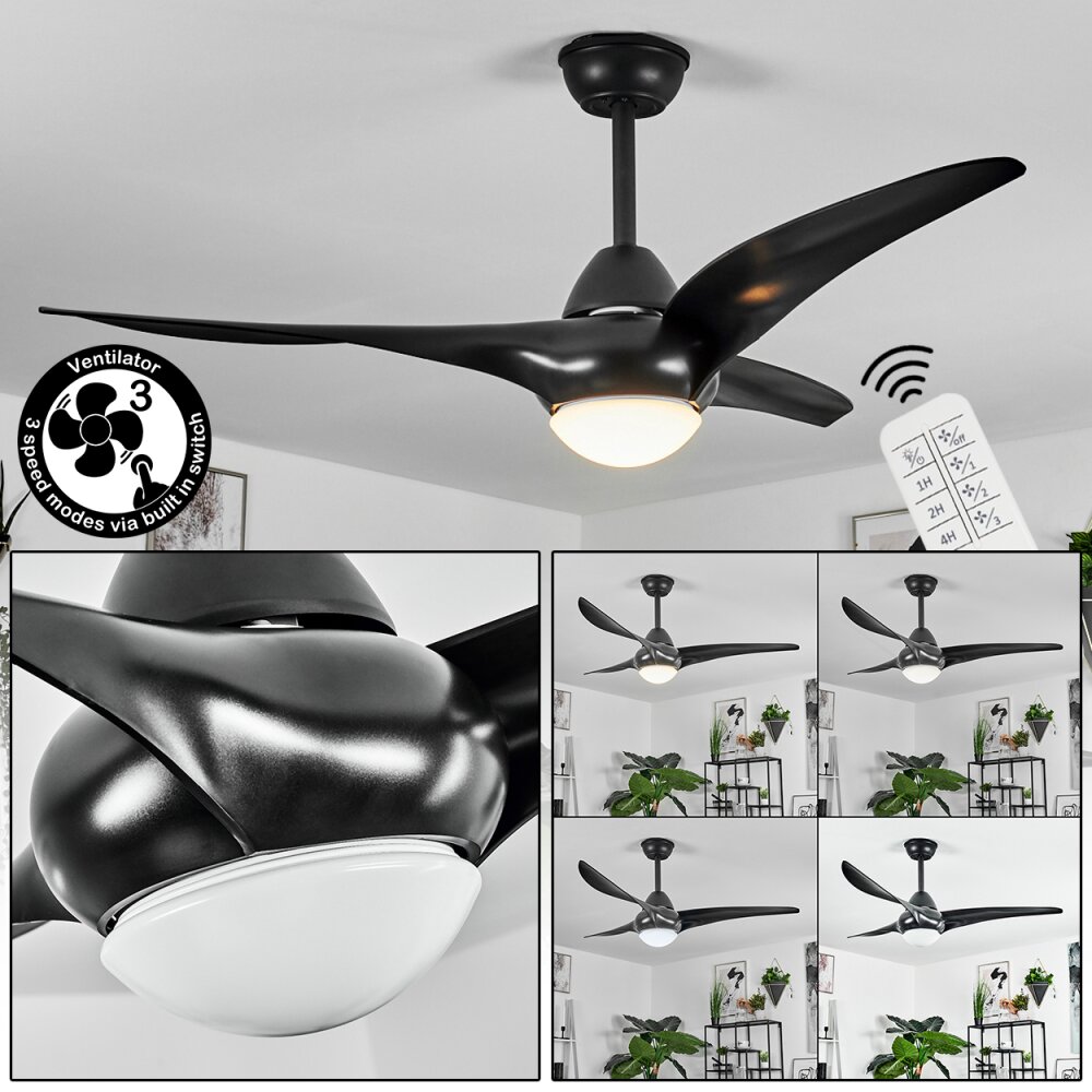 Malloa wentylator sufitowy LED Czarny, 1-punktowy, Zdalne sterowanie main product photo
