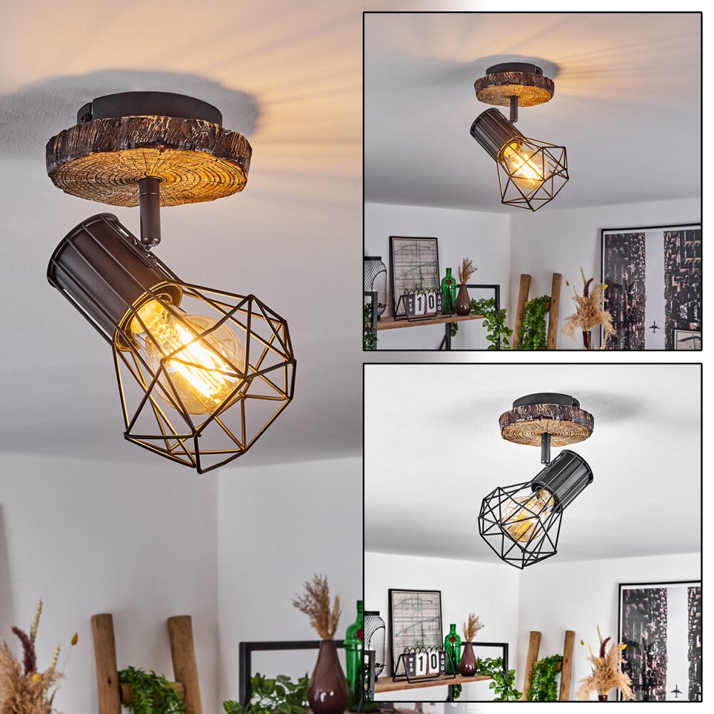 Bardhaman Lampa Sufitowa Jasne drewno, Wygląd drewna, Czarny, 1-punktowy main product photo