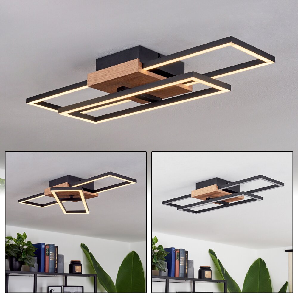 Avelal Lampa Sufitowa LED Jasne drewno, Wygląd drewna, Czarny, 1-punktowy main product photo