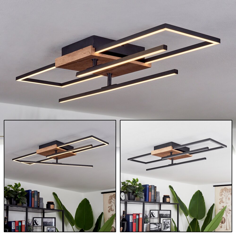 Avelal Lampa Sufitowa LED Jasne drewno, Wygląd drewna, Czarny, 1-punktowy main product photo