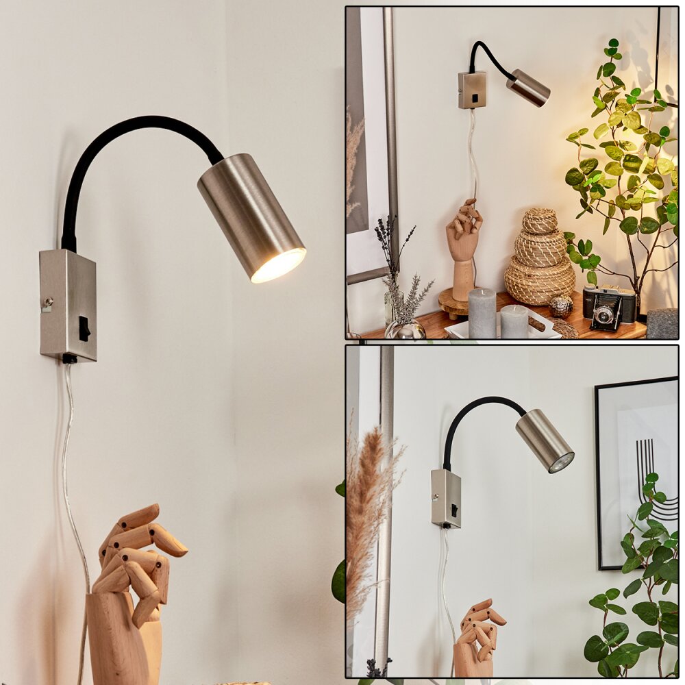 Javel Lampa ścienna Nikiel matowy, Czarny, 1-punktowy main product photo