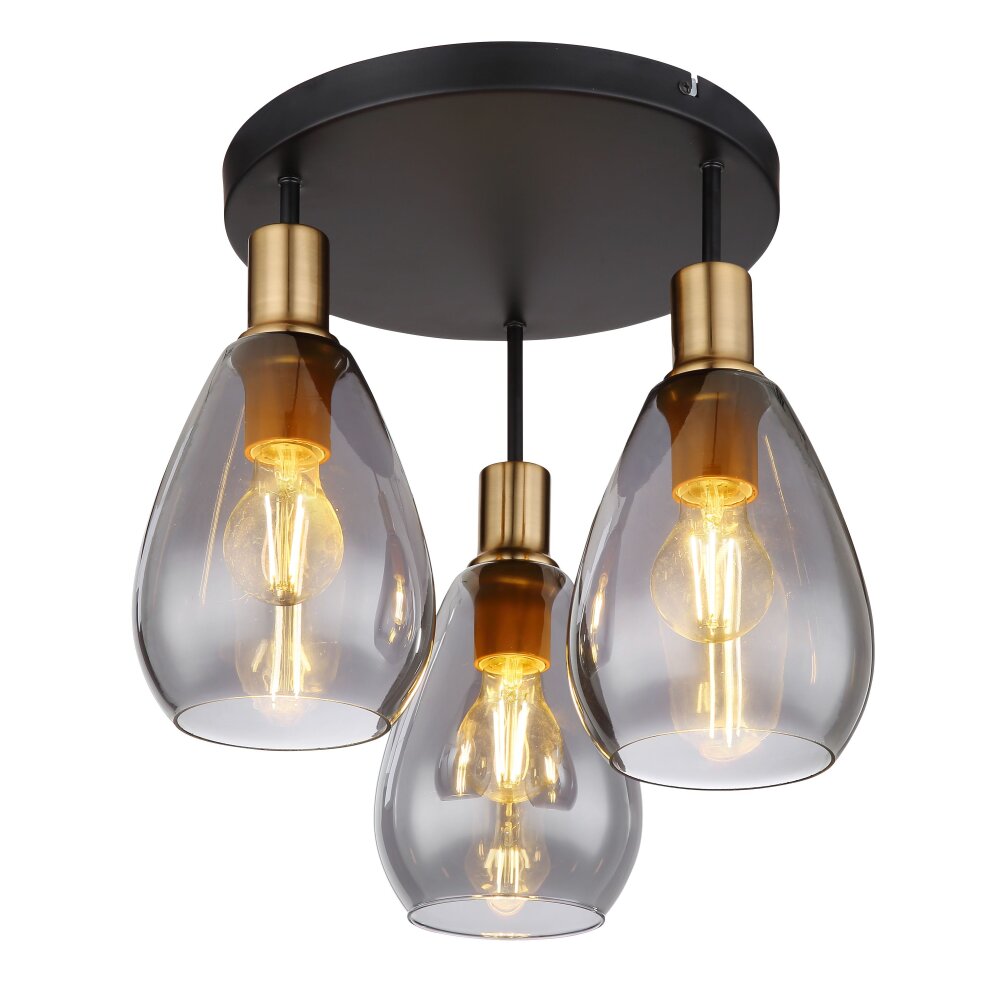 Globo FANNI Lampa Sufitowa Mosiądz, Czarny, 3-punktowe main product photo