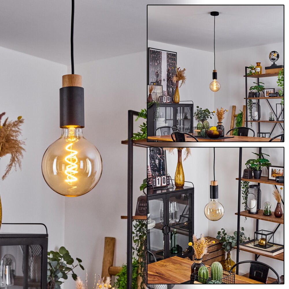 Brenier Lampa Wisząca Ciemne drewno, Czarny, 1-punktowy main product photo