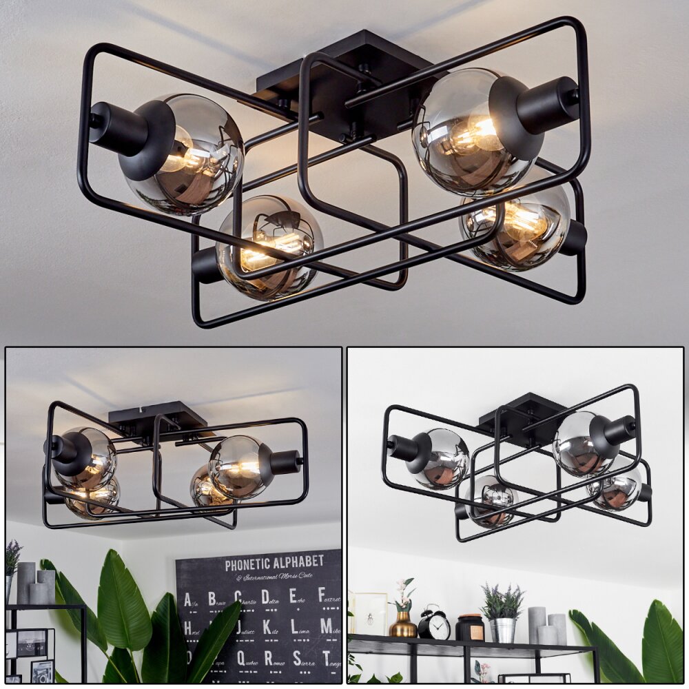 Agropoli Lampa Sufitowa Czarny, 4-punktowe main product photo