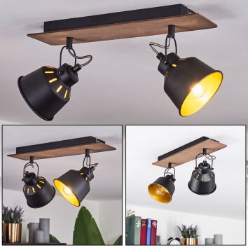 Safari Lampa Sufitowa Chrom, Ciemne drewno, Czarny, 2-punktowe