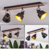 Safari Lampa Sufitowa Chrom, Ciemne drewno, Czarny, 3-punktowe