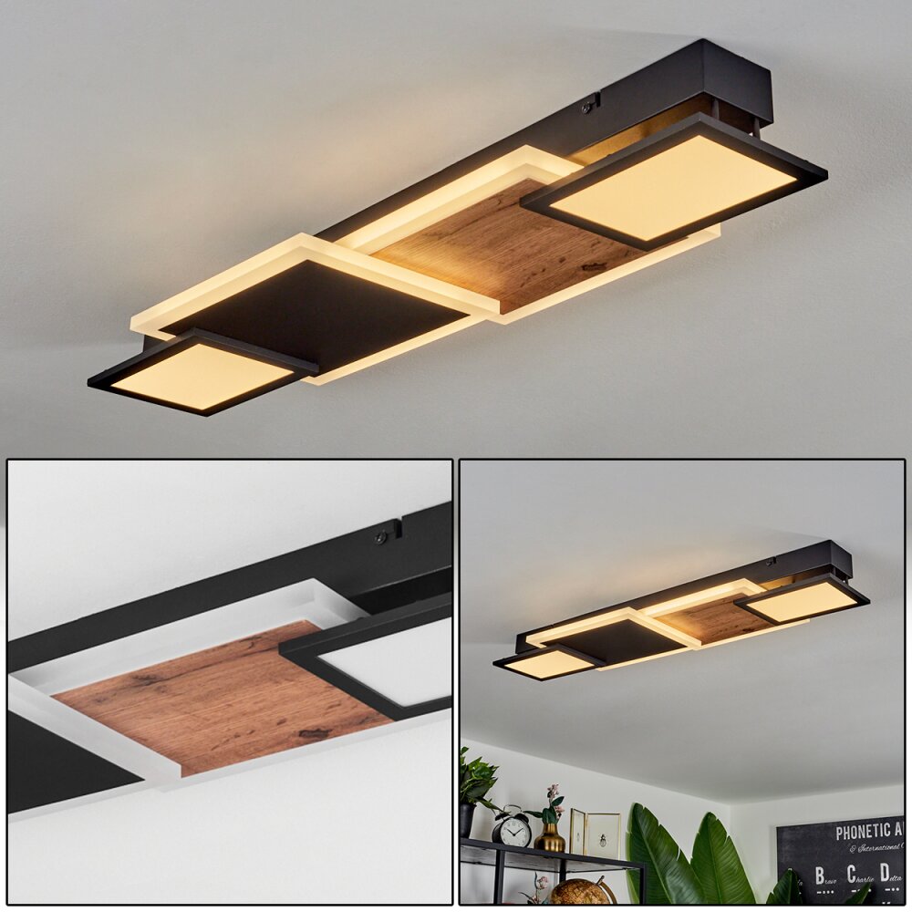 Sourbarie Lampa Sufitowa LED Brązowy, Wygląd drewna, Czarny, 1-punktowy main product photo