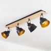 Safari Lampa Sufitowa Chrom, Jasne drewno, Czarny, 4-punktowe