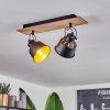 Safari Lampa Sufitowa Chrom, Jasne drewno, Czarny, 2-punktowe