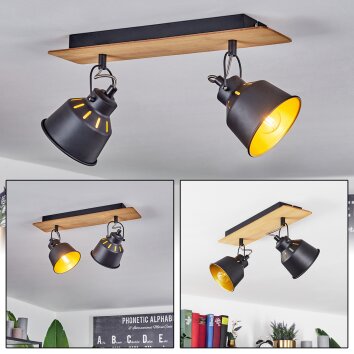 Safari Lampa Sufitowa Chrom, Ecru, Czarny, 2-punktowe