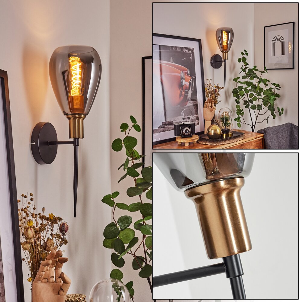 Lincura Lampa ścienna Mosiądz, Czarny, 1-punktowy main product photo